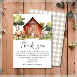 Carte De Remerciements Cute Farm Animaux Barnyard Baby shower