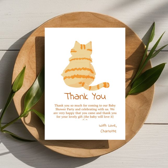 Carte De Remerciements Cute Fat Orange Cat Baby Shower (Créateur téléchargé)