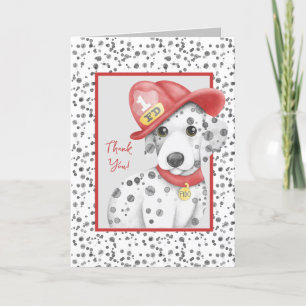 Carte De Remerciements Cute Fire Fighter Baby shower dalmate