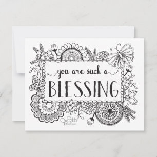 Carte De Remerciements Cute Floral Hand Lettré Noir Blanc Appréciation