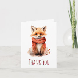 Carte De Remerciements Cute Fox Pup in a Red Scarf