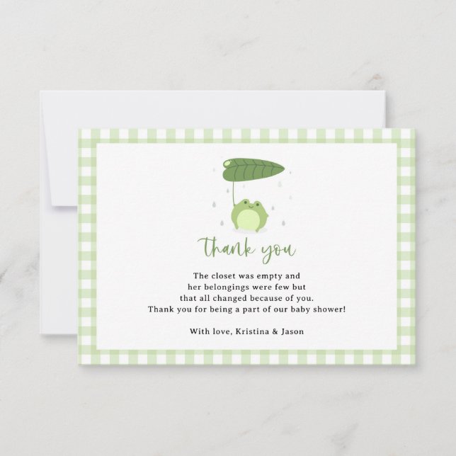 Carte De Remerciements Cute Frog Thème Baby shower Petit (Devant)