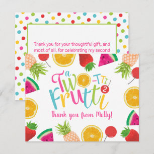 Carte De Remerciements Cute Fruits à deux tti 2e anniversaire