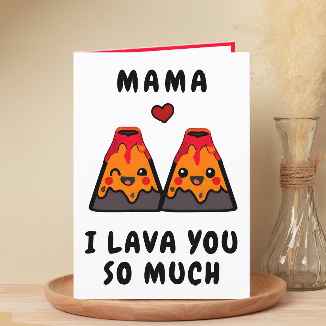Carte De Remerciements Cute Funny Volcano Lava Maman Mère Joyeux Annivers (cute, funny volcano lava I love you happy birthday card for mother / father)