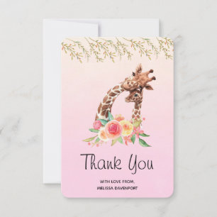 Carte De Remerciements Cute Giraffe Aquarelle Maman & Bébé