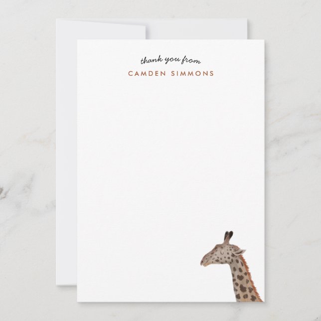 Carte De Remerciements Cute Giraffe Enfants stationnaires (Devant)