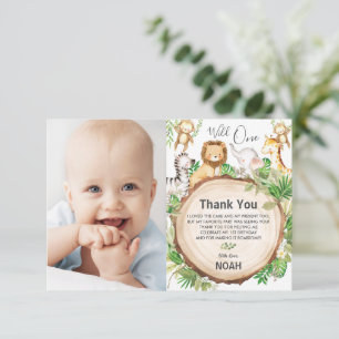 Carte De Remerciements Cute Green Jungle Animaux Anniversaire Photo