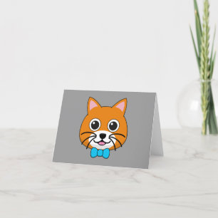 Carte De Remerciements Cute Happy Ginger Cat avec Papillon