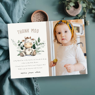 Carte De Remerciements Cute Holy Cow Foliage Neutral Photo Anniversaire d