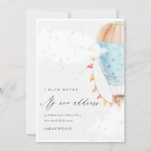 Carte De Remerciements Cute Hot Air Ballods Nuages Star J'ai Moved Card
