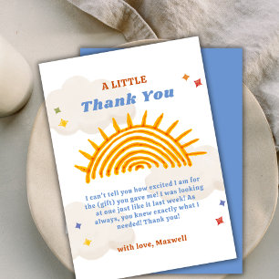Carte De Remerciements Cute Ici Vient Le Baby shower Son Sunshine