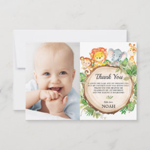 Carte De Remerciements Cute Jungle Animaux Safari Anniversaire Photo