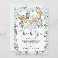 Cute Jungle Animaux sauvages Blue Floral Baby Boy