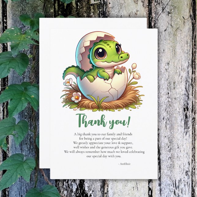 Carte De Remerciements Cute Kawaii Baby shower d'éclosion d'alligator béb (Créateur téléchargé)