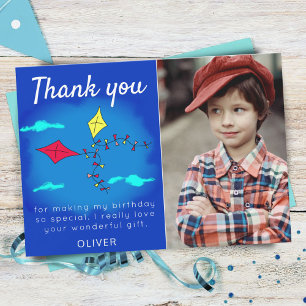 Carte De Remerciements Cute Kites Red Yellow Nom Anniversaire de enfant P