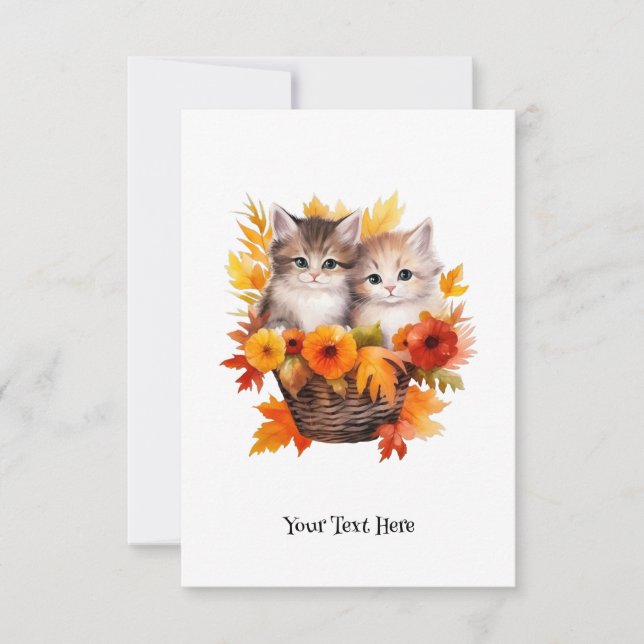 Carte De Remerciements Cute Kittens chats personnalisés en panier (Devant)