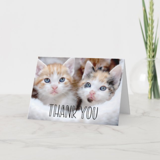 Carte De Remerciements Cute Kittens Photo Whimsical Typographie (Devant)