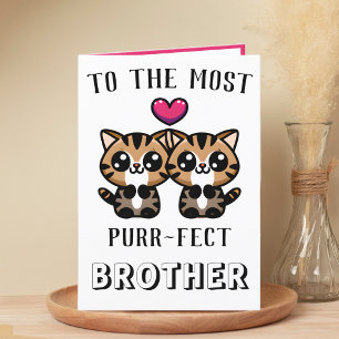 Carte De Remerciements Cute Kitty Chat Kitten Pun Brother Joyeux Annivers