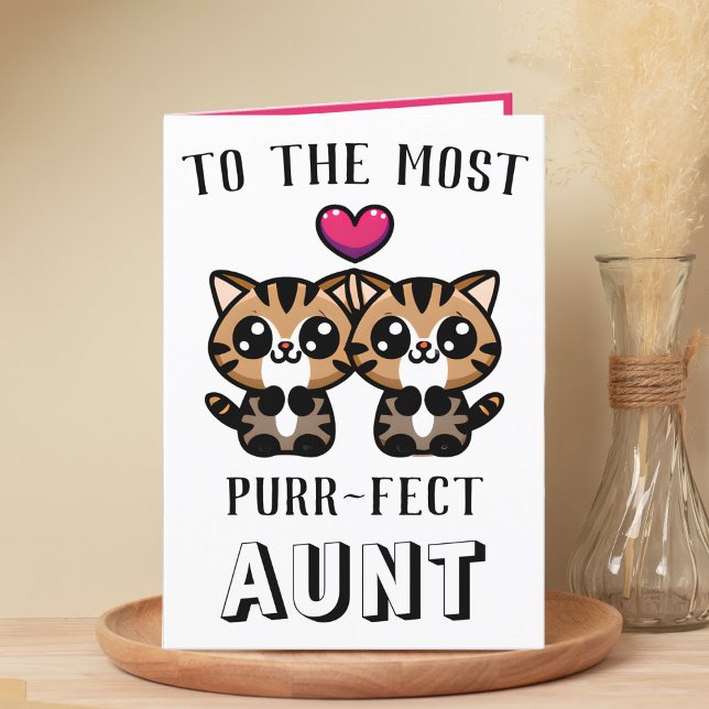 Carte De Remerciements Cute Kitty Chat Kitten Pun Tante Joyeux Anniversai (cute kitten purr birthday card for aunt)