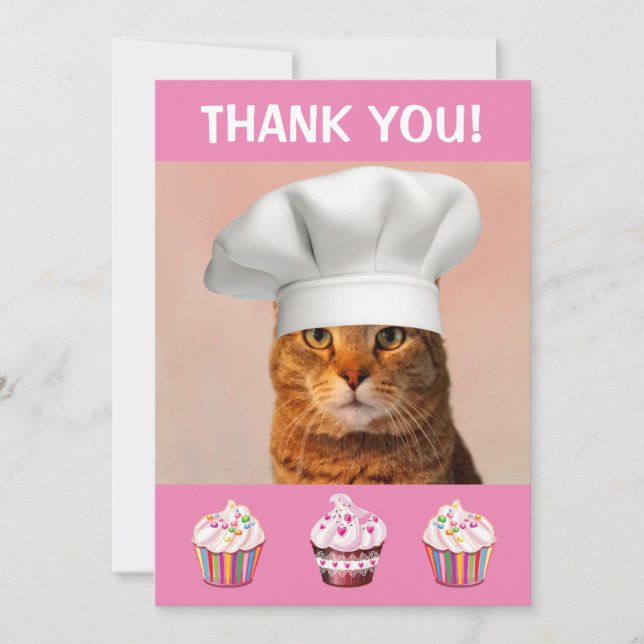 Carte de remerciements Cute Kitty Et Cupcakes (Devant)