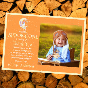 Carte De Remerciements Cute Little Boo Ghost Moon Halloween 1er Anniversa