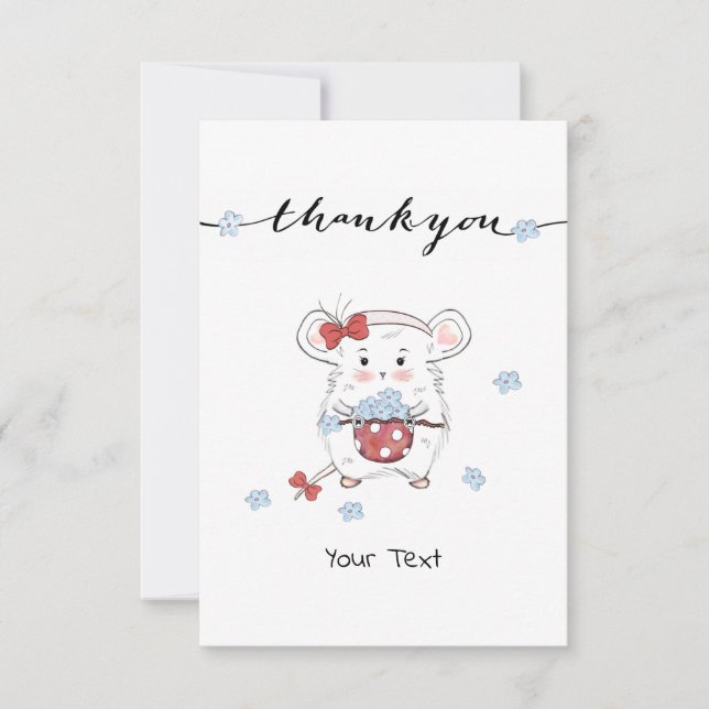 Carte De Remerciements Cute Little Hamster Custom Floral (Devant)