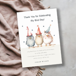 Carte De Remerciements Cute Little Party Birds Aquarelle Anniversaire de 