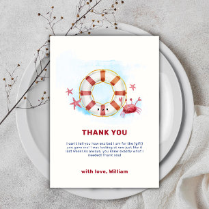 Carte De Remerciements Cute moderne Crabe Nautique Baby shower d'étoiles 