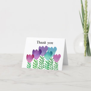 Carte De Remerciements Cute moderne rose violet bleu floral