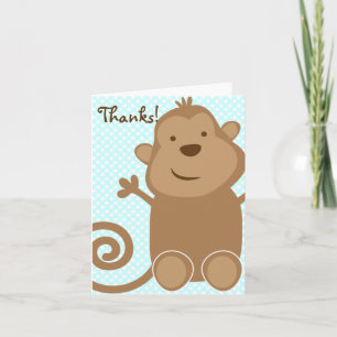 Carte De Remerciements Cute Monkey Thank You Card - Teal (Blank Inside)