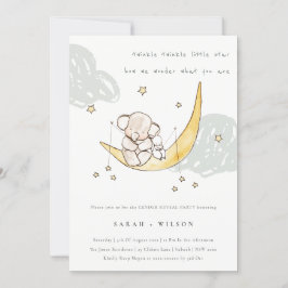 Carte De Remerciements Cute Moon Star Elephant Bunny Genre Reveal Invitat