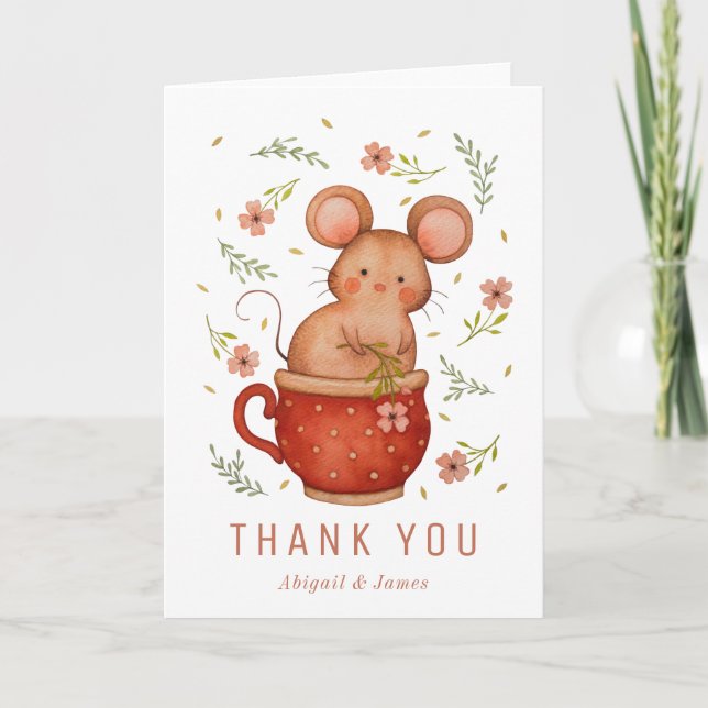 Carte De Remerciements Cute Mouse Illustration Baby Shower Thank You (Devant)