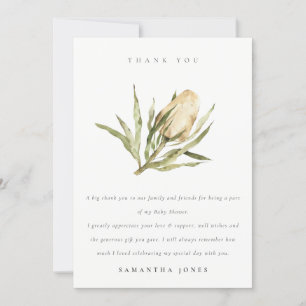 Carte De Remerciements Cute Native Banksia Aquarelle Baby shower Floral