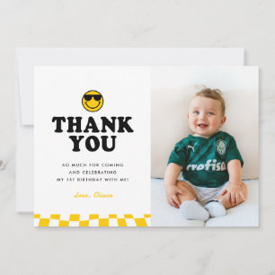 Carte De Remerciements Cute One Cool Dude Smile Photo Boy 1er anniversair