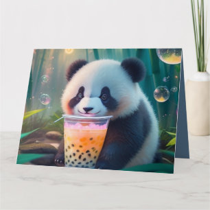 Carte De Remerciements Cute Panda boire du thé à bulle, du boba tea