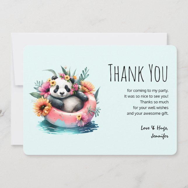 Carte De Remerciements Cute Panda Chilling dans un tube intérieur (Devant)