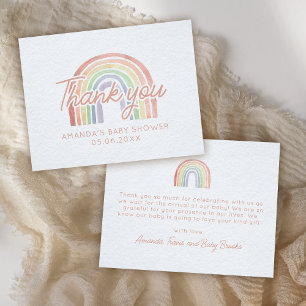Carte De Remerciements Cute Pastel Aquarelle Rainbow Baby shower plat