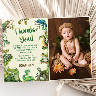 Carte De Remerciements Cute Reptile Thémé Enfant's Birthday Photo