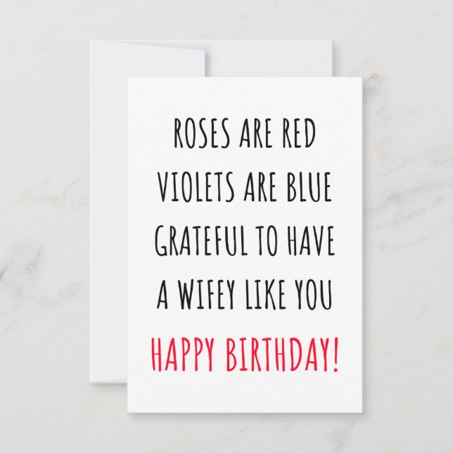 Carte De Remerciements Cute romantic happy birthday card for her, wife  (Devant)