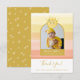 Carte De Remerciements Cute rose Boho Rainbow Ray of Sunshine Baby shower