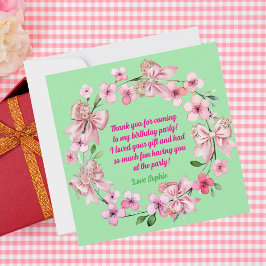 Carte De Remerciements Cute rose Floral Bow Girl Photo Anniversaire