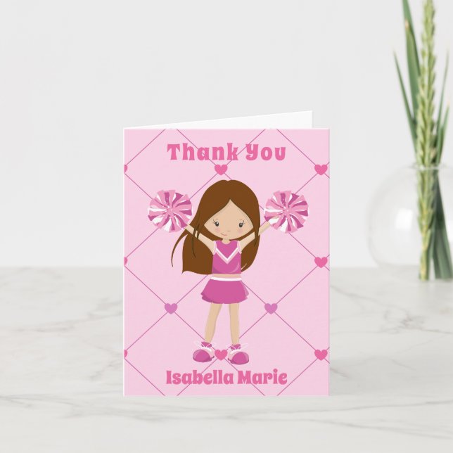 Carte De Remerciements Cute rose Pom-pom girl personnalisé (Devant)