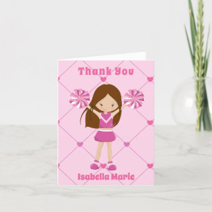 Carte De Remerciements Cute rose Pom-pom girl personnalisé