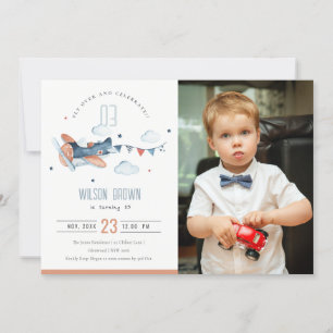 Carte De Remerciements Cute Rust Marine Plane Cloud Photo Anniversaire In