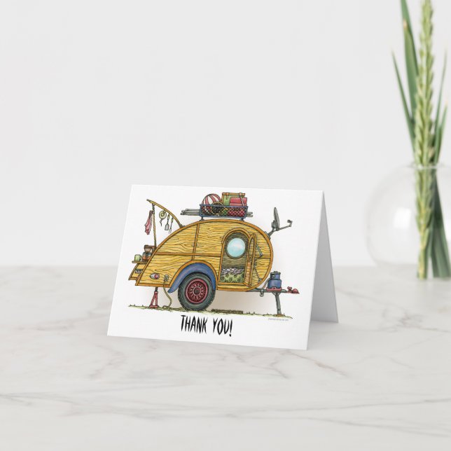 Carte De Remerciements Cute RV Teardrop Camper Vintage Travel Trailer (Devant)