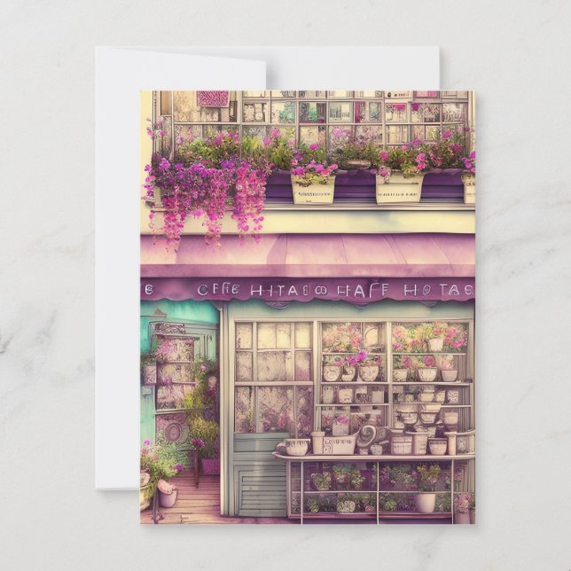 Carte De Remerciements Cute Shabby Chic Café Shop Graphic (Devant)