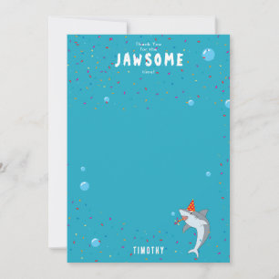 Carte De Remerciements Cute Shark à la fête des Anniversaires de enfants 