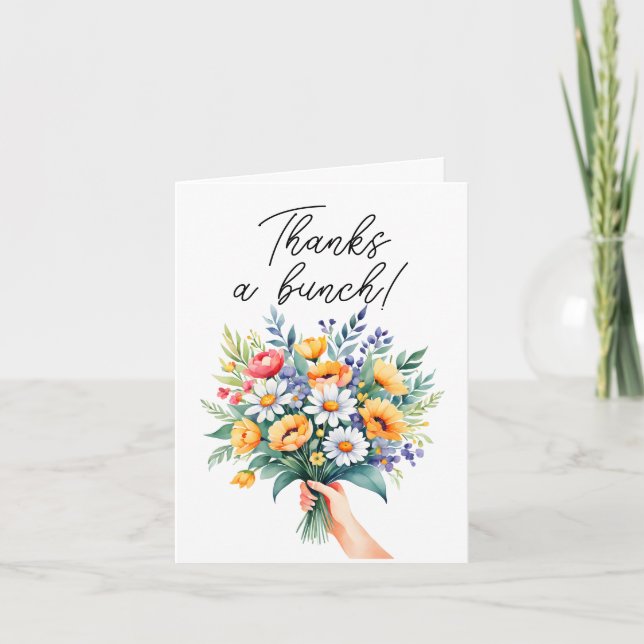 Carte De Remerciements Cute simple grâce à un tas! fleurs d'aquarelle (Devant)