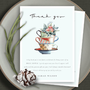 Carte De Remerciements Cute Sky Blue Stoppée Coupe Baby shower Tea Party