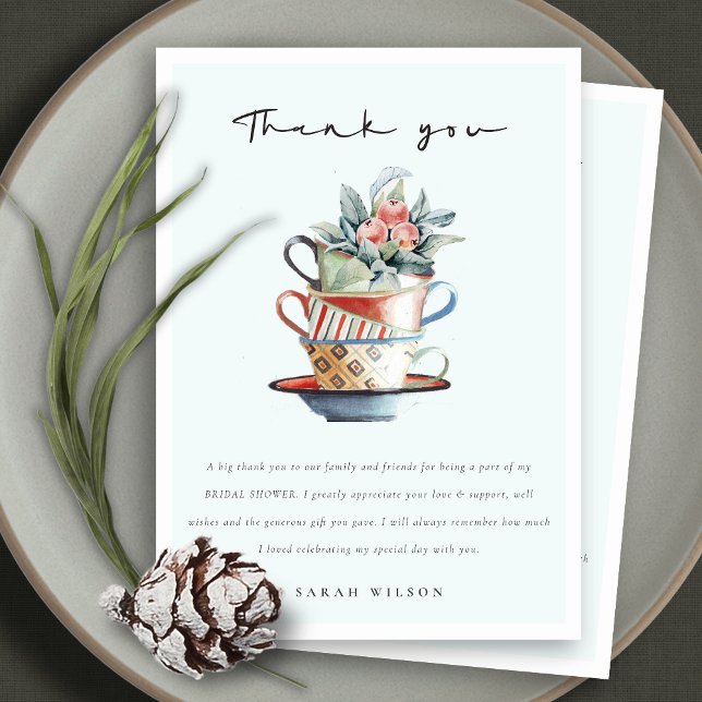 Carte De Remerciements Cute Sky Blue Stoppée Coupe Baby shower Tea Party (Créateur téléchargé)